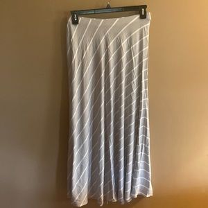 NWT CHICOS SZ 1 gray and white stripe maxi skirt. Knit.